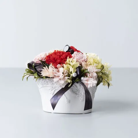 赤シック系 楕円型 プリザーブドフラワー