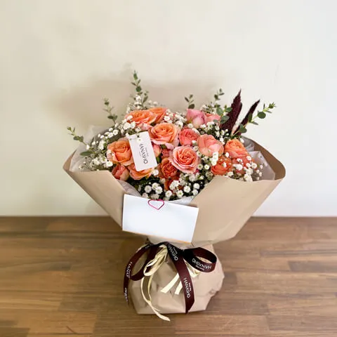 ピンク薔薇のスタンディングブーケ