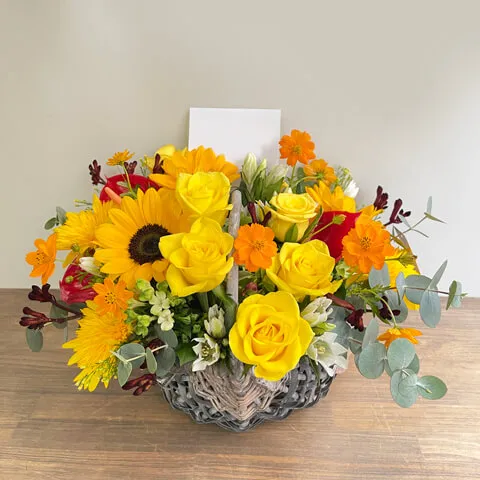 黄オレンジ系アレンジメントひまわり