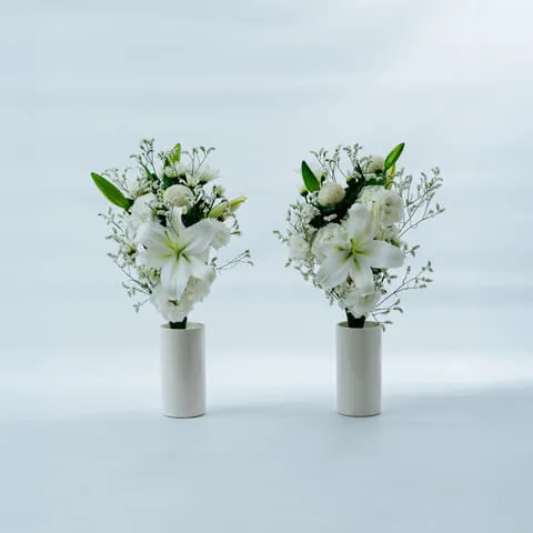 【墓用】白メインの墓花1対(左右に1つずつ)