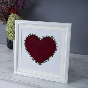 【36額スクエアサイズ】バラ12本などハート型、丸型の押し花 - 押し花 - プロポーズ | アフターブーケ加工事例