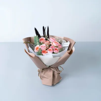 ピンク薔薇のスタンディングブーケ