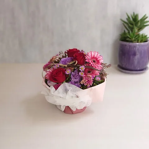 赤紫系アレンジメント｜広島花屋オンラインショップ花将