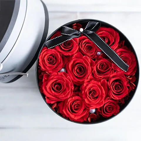 赤バラ12輪プリザーブドフラワーBOXピローなし｜広島花屋オンライン
