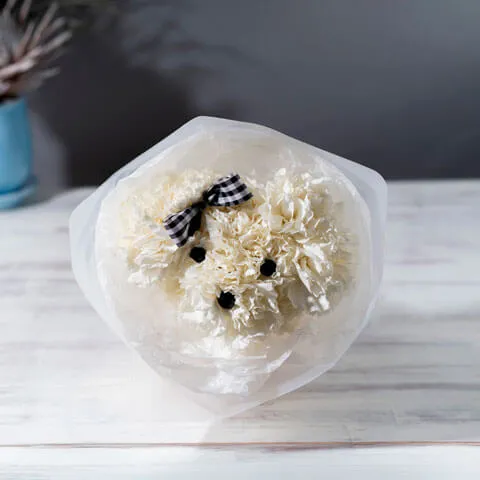 白カーネのわんちゃんブーケ