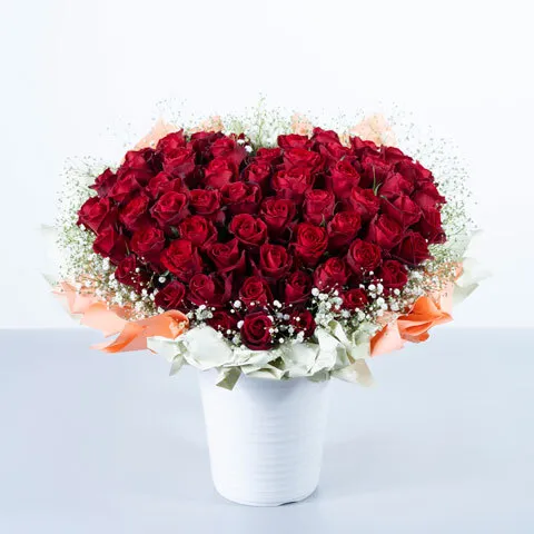ハート型アレンジ 赤バラ60本