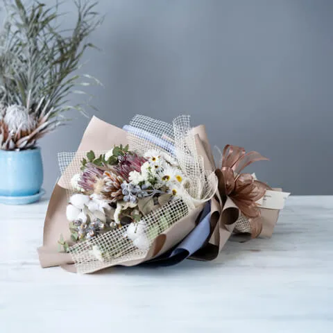 【韓国風ラッピング】 カフェトーンのドライフラワー 