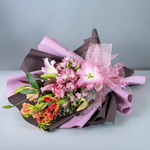 【韓国風ラッピング】 ラグジュアリーピンク ブーケ