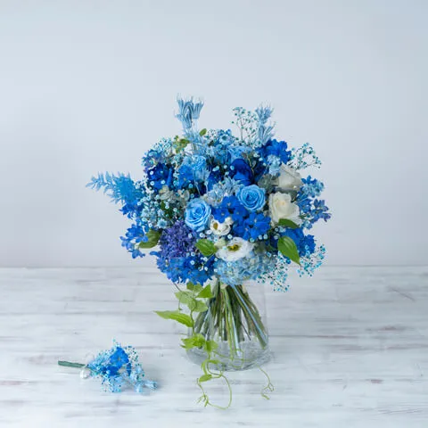水色ブルー系のウエディングブーケ