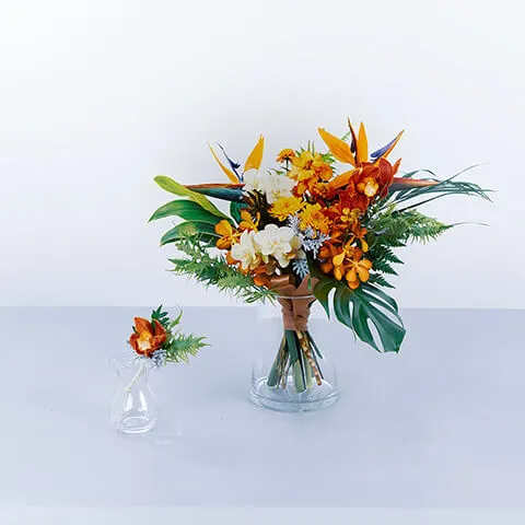 オレンジ系ウエディングブーケ