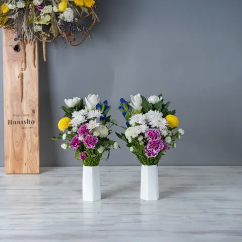 【仏壇用】【秋の彼岸にも】 季節花の仏花1対（左右に1つずつ）