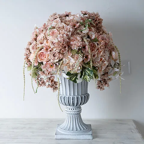 【高級造花】アンティークトーンのグレージュピンク Lサイズ