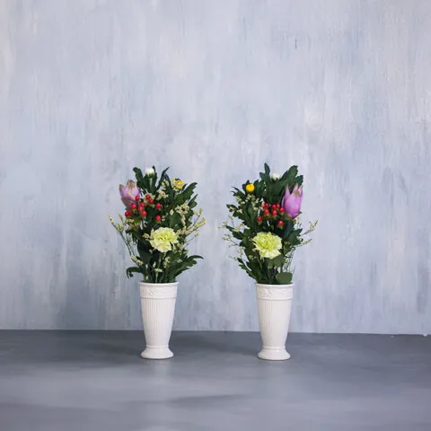 【墓用】明るめお墓の花1対（左右に1つずつ）