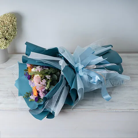 【ロイヤルドレスブーケlight】 ブルー系 ドレスアップブーケ