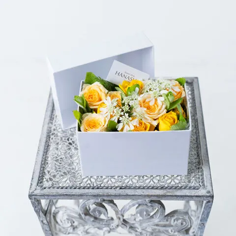 黄系生花"バラ"のフレグランスBOX