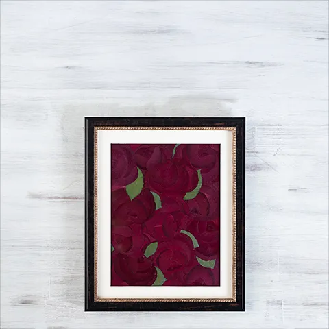 【26額サイズ】赤バラ12本　敷き詰めの押し花