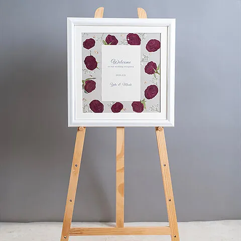 プロポーズの時の花束を結婚式のウェルカムボードなどに