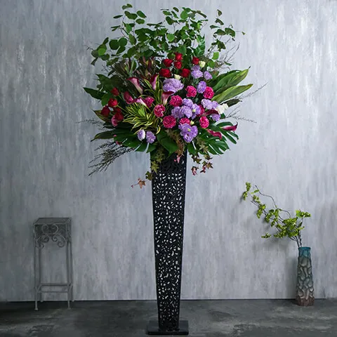 スタンド花 1段赤系 1段メッシュ脚