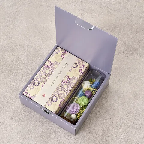 御供 仏壇 パープル系プリザ 線香セット