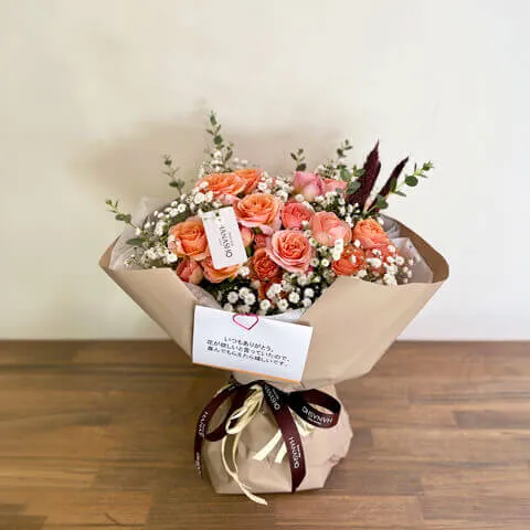 ピンク薔薇のスタンディングブーケ