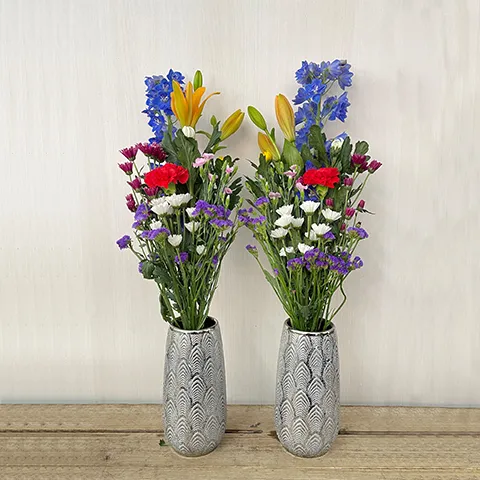 【墓用】明るい色 季節花の墓花1対（左右に1つずつ）