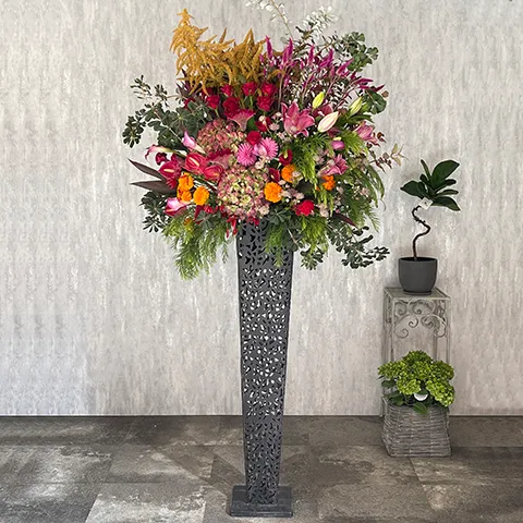 スタンド花 1段赤系 1段メッシュ脚