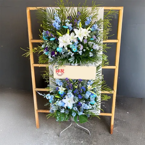 スタンド花　2段紫ブルー系画像