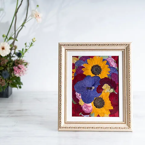 ヒマワリとバラの花束の押し花【決済専用商品】