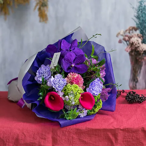 紫ブルー系 花束