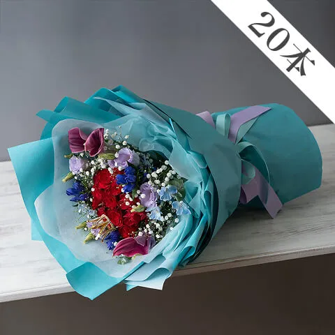 ”シークリスタル” 赤バラ20本入り｜プリンセスドレスブーケ