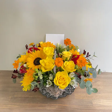 黄オレンジ系アレンジメントひまわり