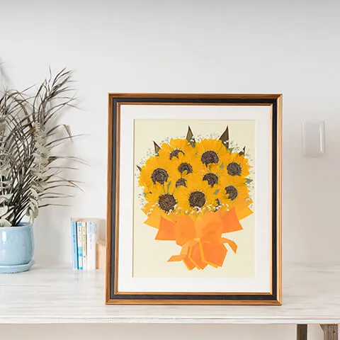 ひまわりとカスミ草 押し花【決済専用商品】