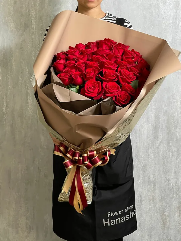 赤バラ60本の花束｜広島花屋オンラインショップ花将