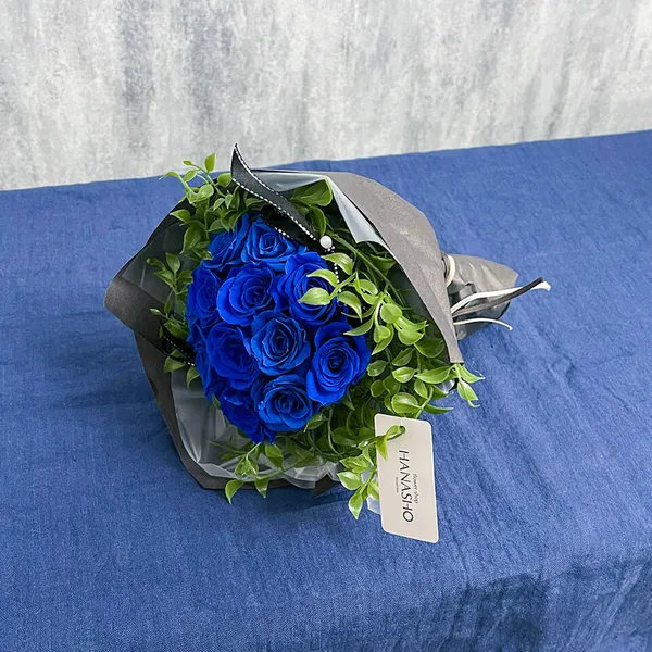 青バラ12本のプリザーブドフラワー｜広島花屋オンラインショップ花将