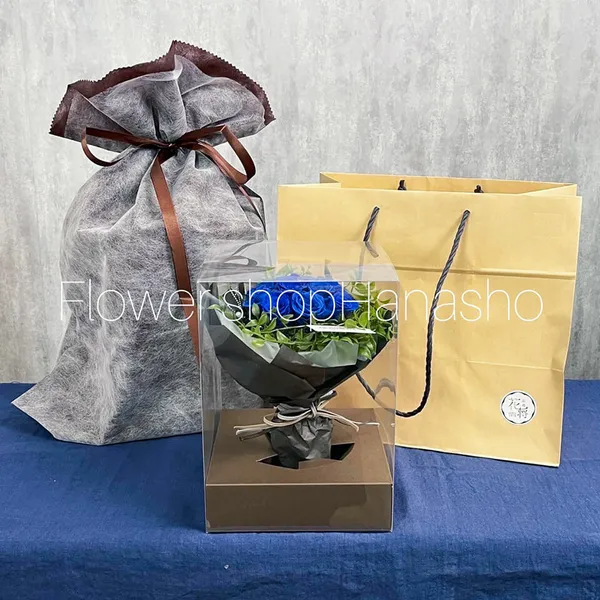 青バラ12本のプリザーブドフラワー｜広島花屋オンラインショップ花将