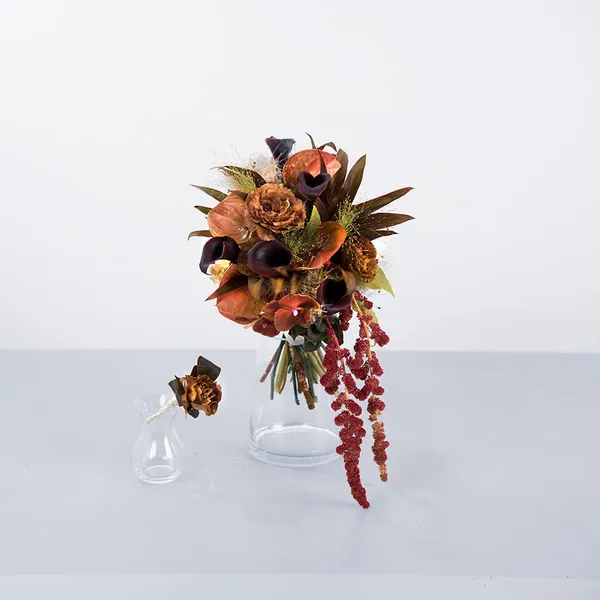 茶色系のウエディングブーケ｜広島花屋オンラインショップ花将