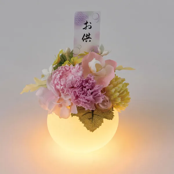 お供え用 点灯式プリザーブドフラワー