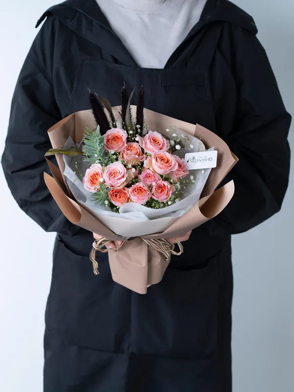 ピンク薔薇のスタンディングブーケ｜広島花屋オンラインショップ花将