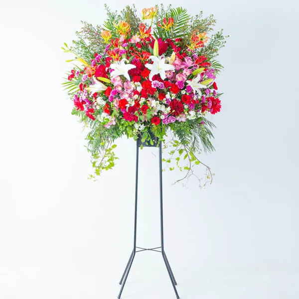 赤系スタンド花 1段豪華におまかせ