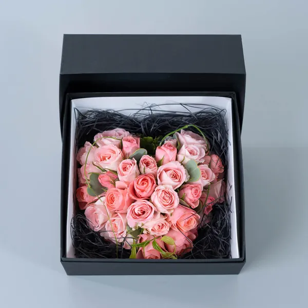 ピンク系生花 バラのフラワーBOX｜広島花屋オンラインショップ花将
