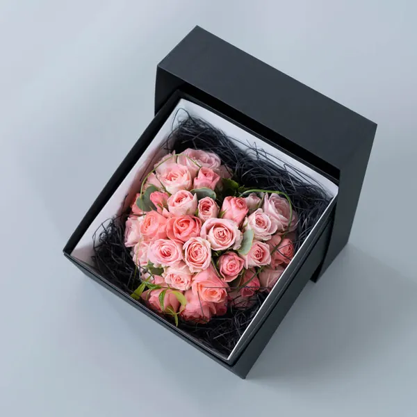 ピンク系生花 バラのフラワーBOX｜広島花屋オンラインショップ花将