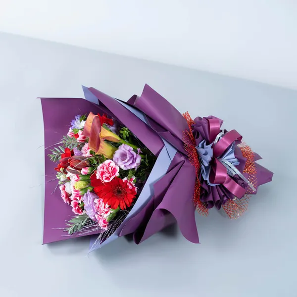 韓国風ラッピング】 紫色系ドレスブーケ｜広島花屋オンラインショップ花将