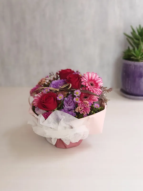 赤紫系アレンジメント｜広島花屋オンラインショップ花将