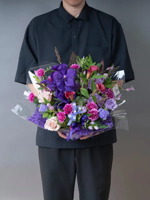 紫系 季節のお任せ アレンジメント｜広島花屋オンラインショップ花将