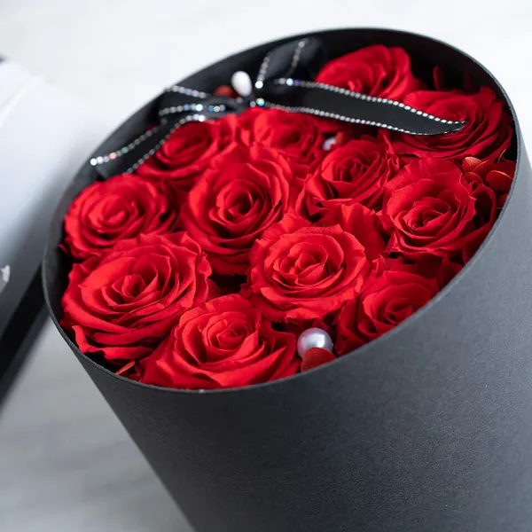 赤バラ12輪プリザーブドフラワーBOXピローなし｜広島花屋オンライン