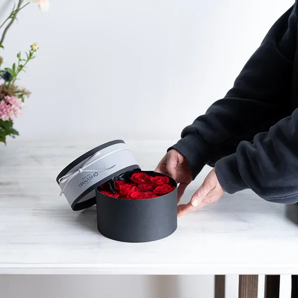 赤バラ12輪プリザーブドフラワーBOXピローなし｜広島花屋オンライン