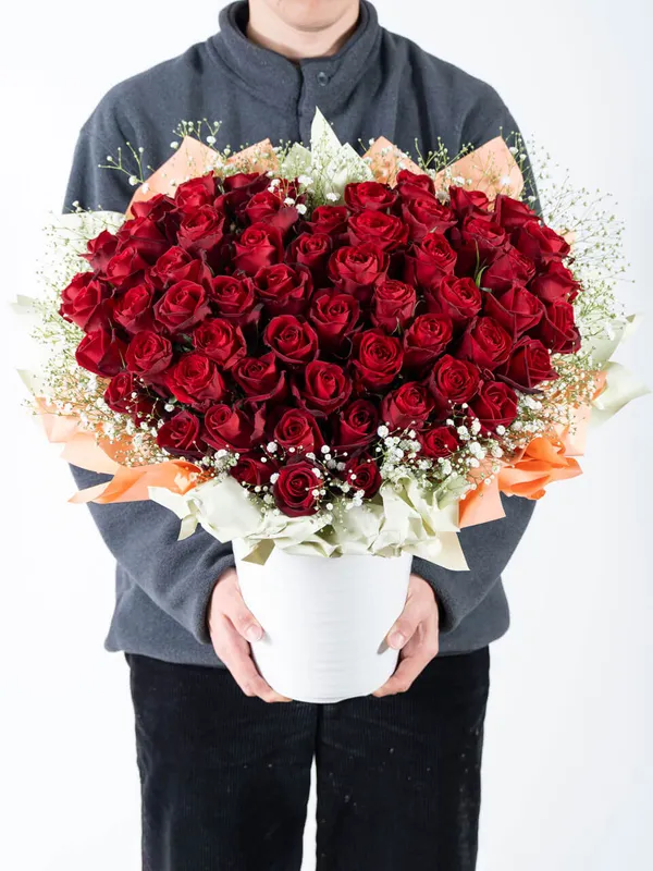 ハート型アレンジ 赤バラ60本｜広島花屋オンラインショップ花将