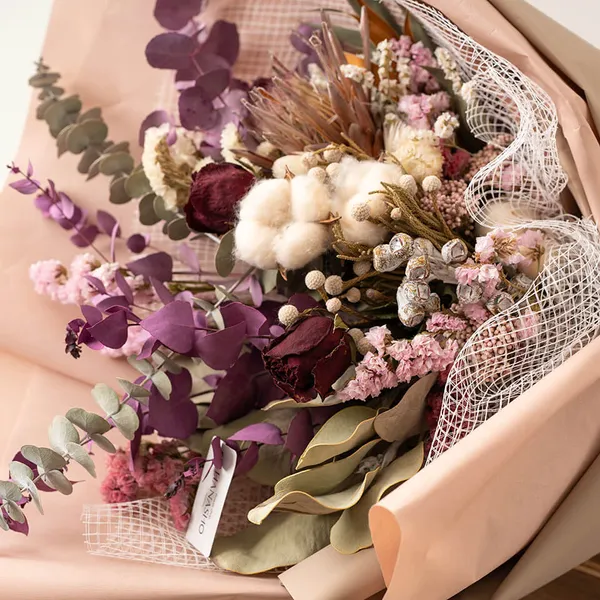 韓国風ラッピング】大人可愛い色合いドライフラワー｜広島花屋