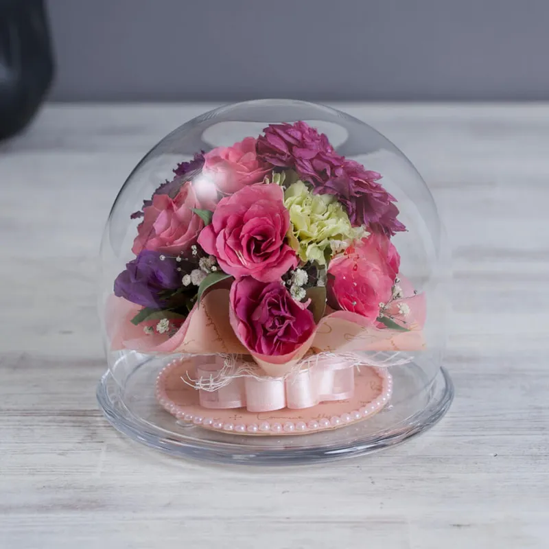 ガラスドーム【①ラージ】【バラ等】【4〜12輪目安】【立体保存加工】 - 立体加工 - 記念 | アフターブーケ加工事例 - 写真1