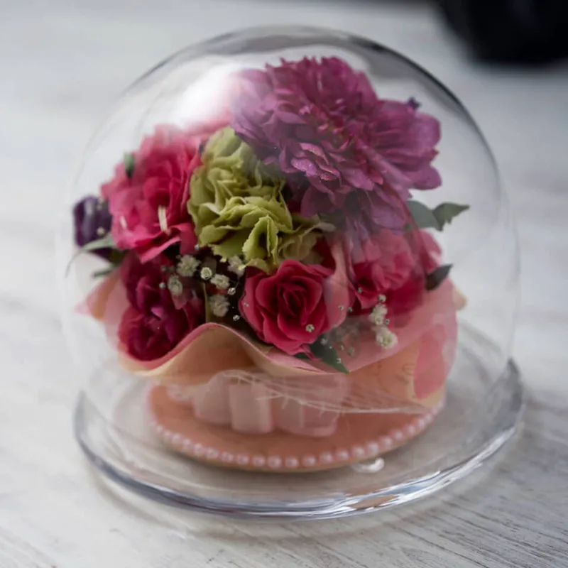 ガラスドーム【①ラージ】【バラ等】【4〜12輪目安】【立体保存加工】 - 立体加工 - 記念 | アフターブーケ加工事例 - 写真2